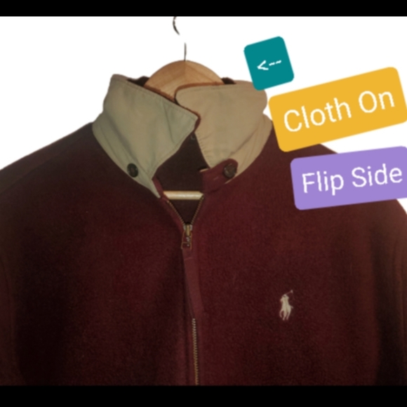 Vintage Polo RL Harrington Fleece Jacket Polartec Technology Burgundy Red - Picture 4 of 10